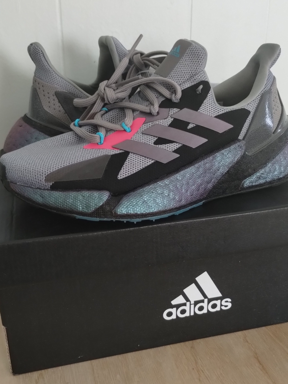 5.5Y/7W Adidas X900L4 Boost Grey Running Shoes Sneakers Iridescent Midsole